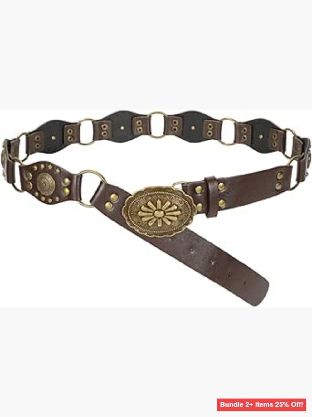 Vintage Western Wide Waist Belt Faux Leather Boho Style Adjustable 28-48in